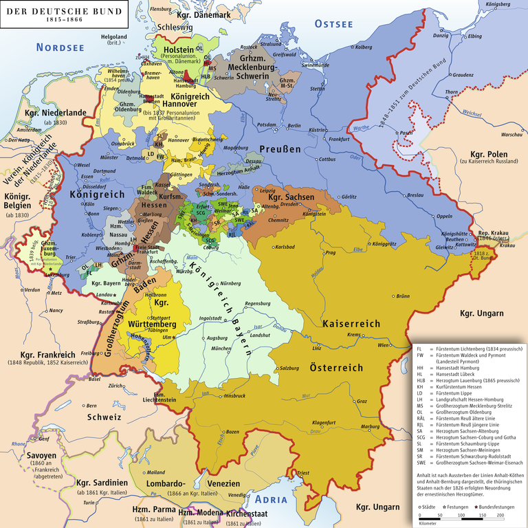 Karte vom Deutschen Bund